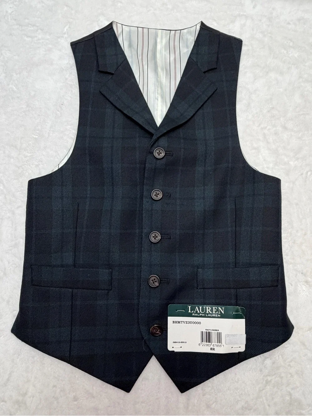 Lauren Ralph Lauren Plaid Vest Boy’s 8R Waistcoat Wedding Holidays Church NWT